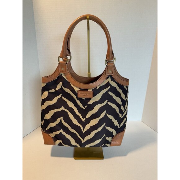 Kate Spade Authentic Camel & Chocolate Zebra Print Shoulder Bag Hard To Find - Picture 1 of 14
